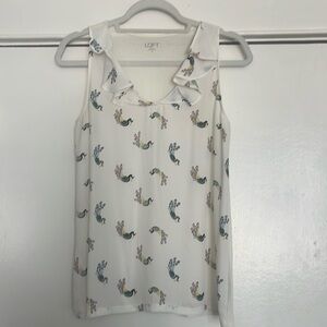 Sleeveless Blouse with Peacock Pattern
